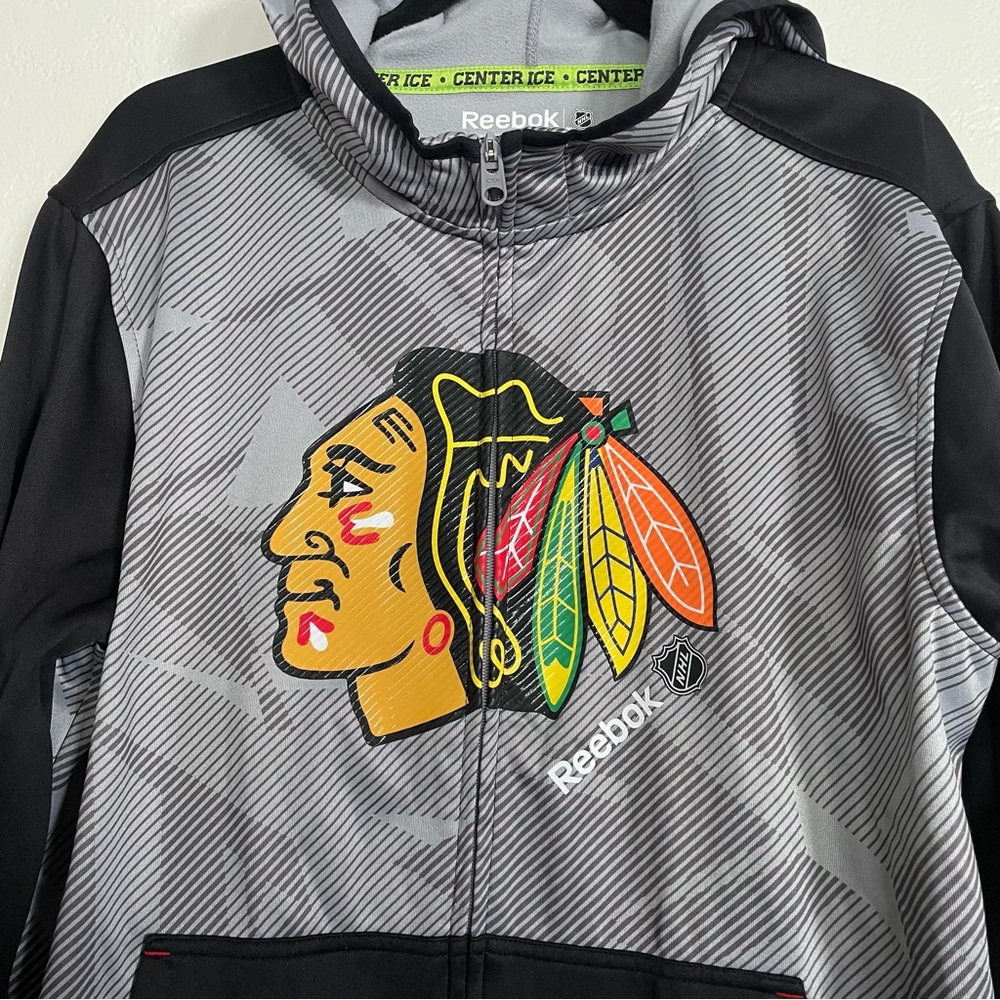 Reebok Center Ice NHL Chicago Blackhawks Hockey Full-Zip Hoodie M